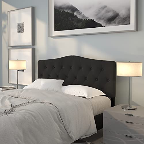 Book Cover Flash Furniture Cambridge Tufted Upholstered Queen Size Headboard in Black Fabric