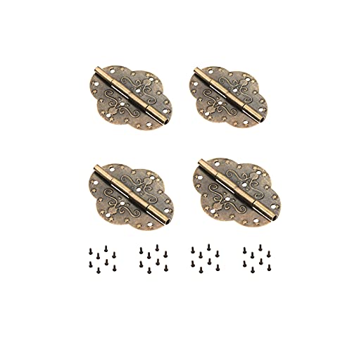 Dophee 4Pcs 2.72"x2.09" Retro Style Antique Bronze Iron Decorative Hinges for Wooden Jewelry Box Case