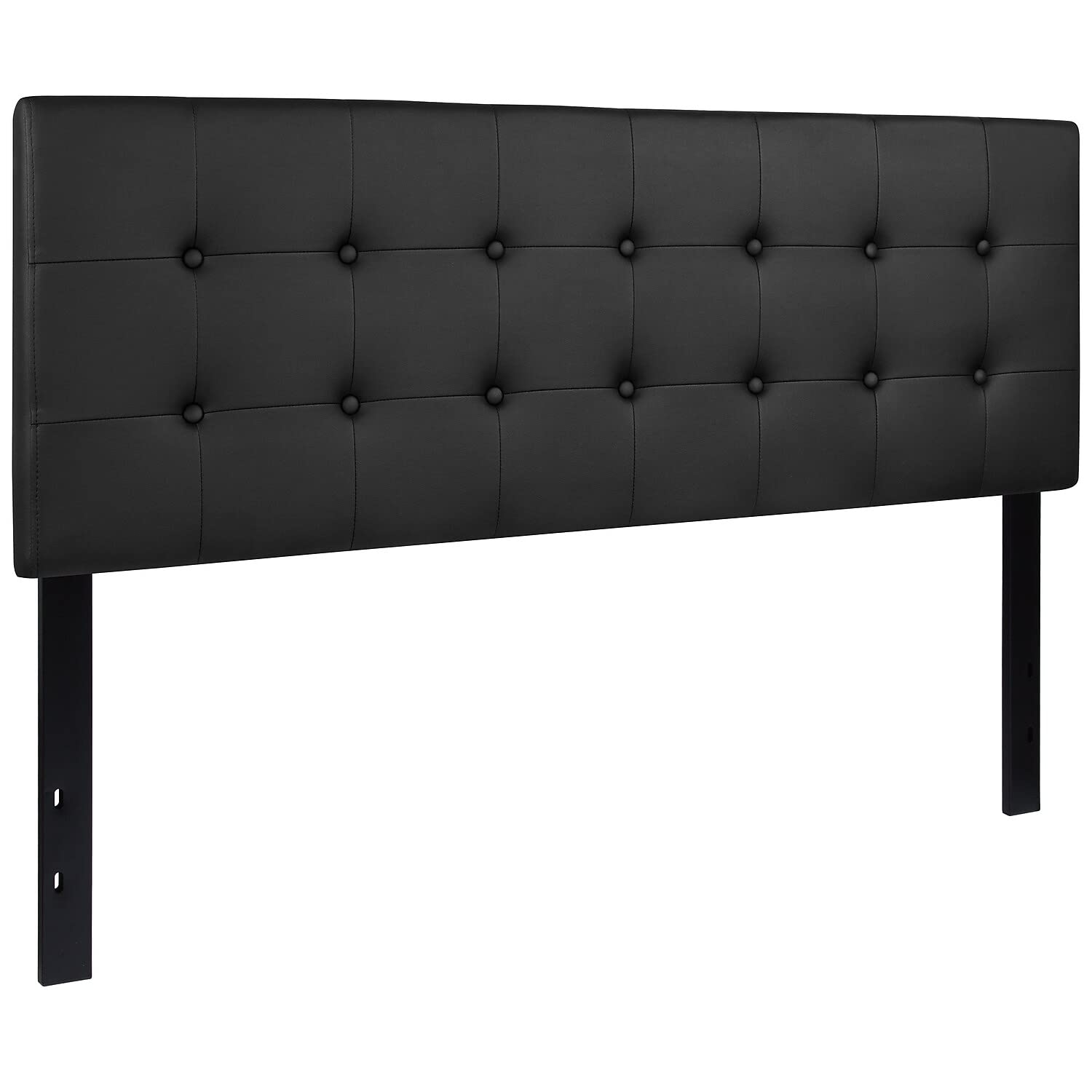 Book Cover Flash Furniture Lennox Tufted Upholstered Queen Size Headboard in Black Vinyl Queen Black