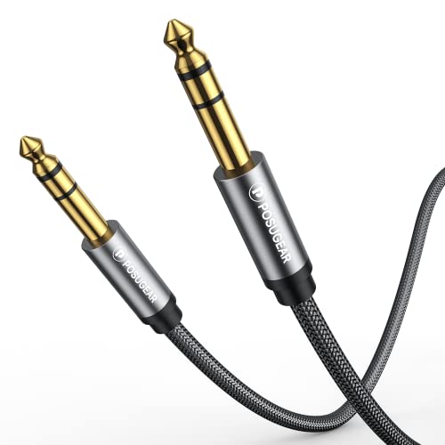 POSUGEAR 6.35mm to 6.35mm Guitar Cable 2M, Professional 1/4 Inch Jack to Jack Cable Guitar Lead, Guitar Amp TRS Cable with Nylon Braid for Electric Guitar, Bass, Amplifier, Keyboard…
