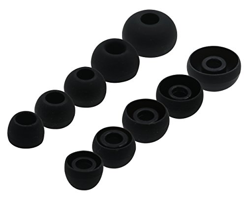 ALXCD Ear Tips for Samsung Gear iConx Cord-free Fitness Earbud, XS/S/M/L/XL 5 Sizes 5 Pair Soft Silicone Replacement Earbud Tip Ear Gel, Fit for Samsung SM-R140NZKAXAR Gear iconx (Black)