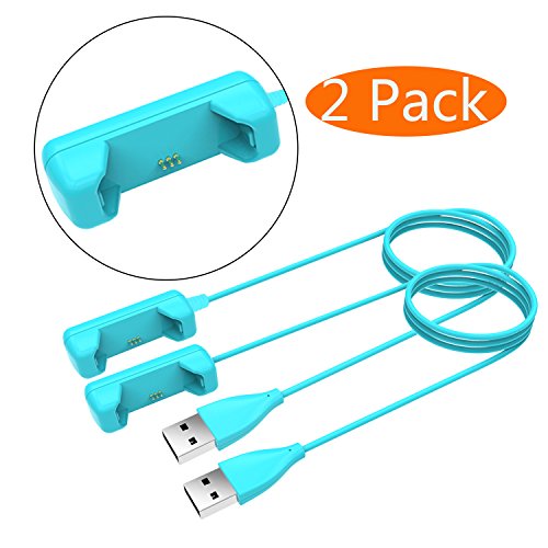 Fitbit Flex 2 Charger, KingAcc Replacement USB Charging Cable Cord Charger Cradle Dock Adapter for Fitbit Flex 2, Fitness Tracker Wristband Smart Watch (3Foot/1meter, 2-Pack,SkyBlue)