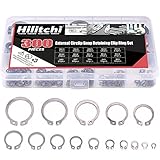 Hilitchi 300-Pcs [15-Size] External Circlip Snap Retaining Clip Ring Assortment Set - 304 Stainless Steel