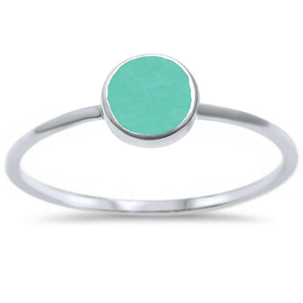 Oxford Diamond Co Sterling Silver Round Simulated Gemstone Ring Sizes 4-11 Simulated Turquoise 5