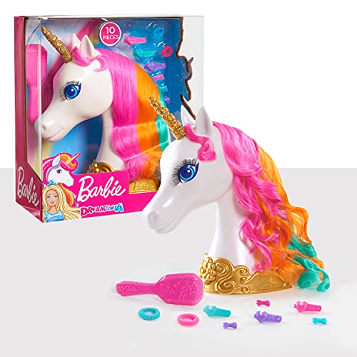 Barbie Dreamtopia Unicorn Styling Head, 10-pieces, Kids Toys for Ages 3 Up, Gifts and Presents by Just Play