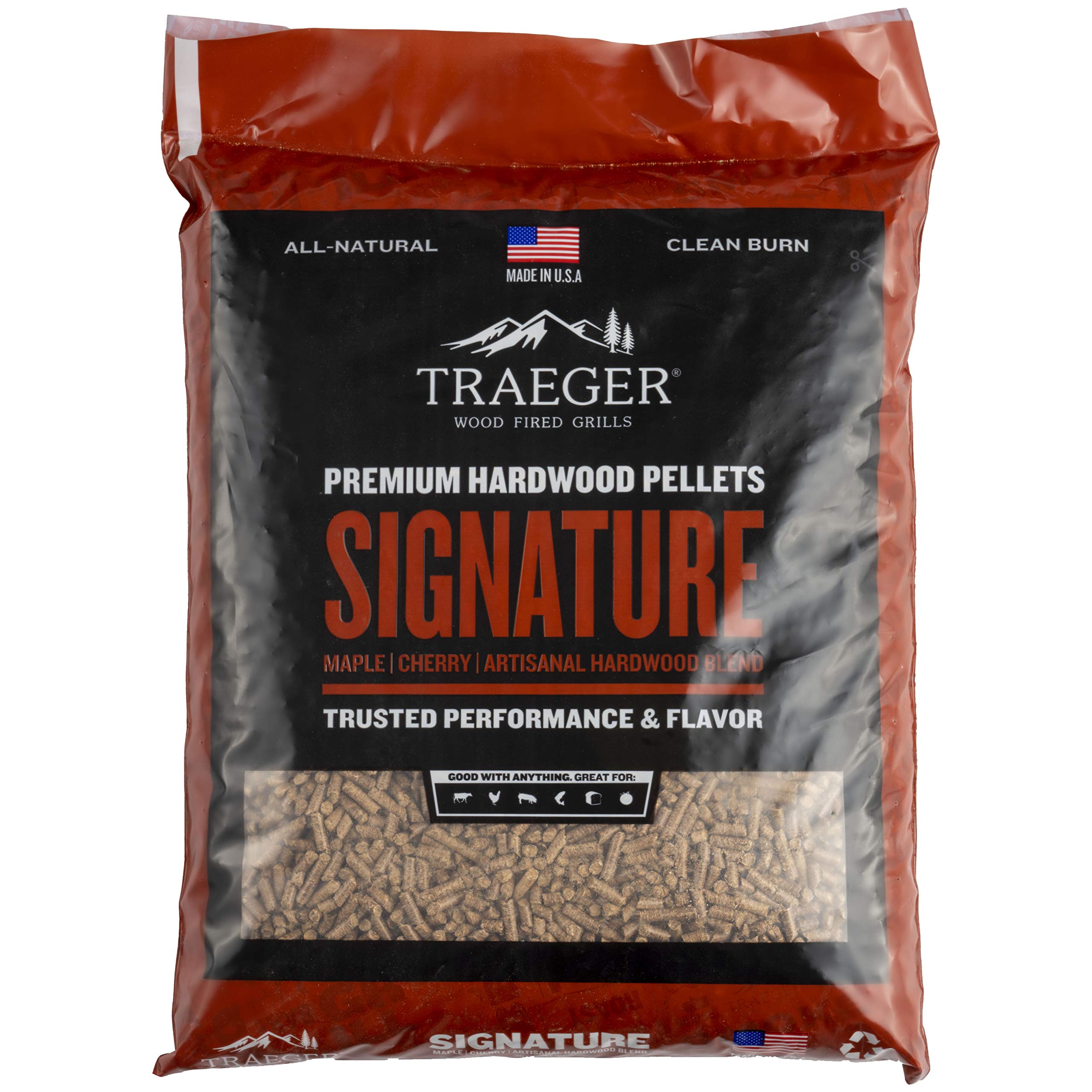 Book Cover Traeger Grills Signature Blend 100% All-Natural Hardwood Pellets for Grill, Smoke, Bake, Roast, Braise and BBQ, 20 lb. Bag