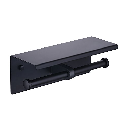 KES Dual Toilet Paper Holder RUSTPROOF Stainless Steel Bathroom Double Tissue Paper Towel Roll Holder Hanger Wall Mount Black Finish, BPH201S2-BK