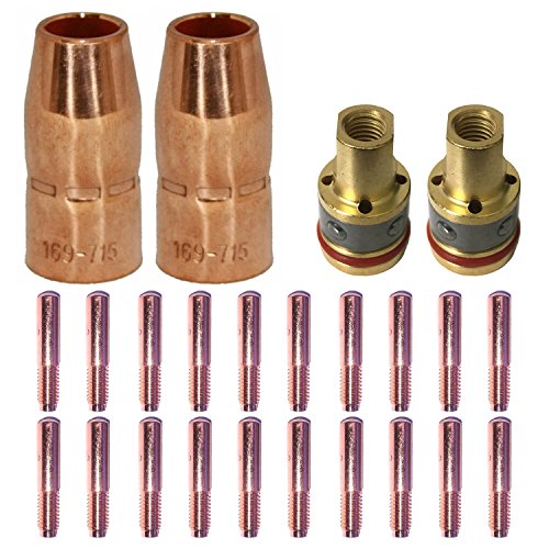Mig Welding gun accessory 0.035" kit for Miller Millermatic M-10,M-15 and Hobart H-9 H-10: 20pcs Contact Tips 000-068 0.035" + 2pcs gas nozzles 169-715 1/2"+ 2pcs gas diffusers 169-716