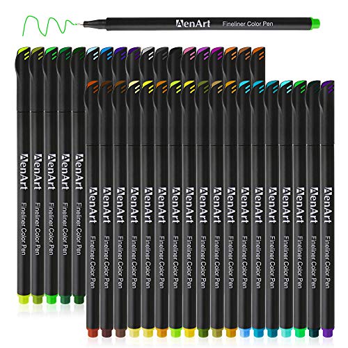 Fineliner Drawing Pens 36 Colored Sketch Fine Point Notebook Pen Set, Fine Tip Coloring Markers Writing Pens for Bullet Journal Planner Note Taking Calendar Art Project