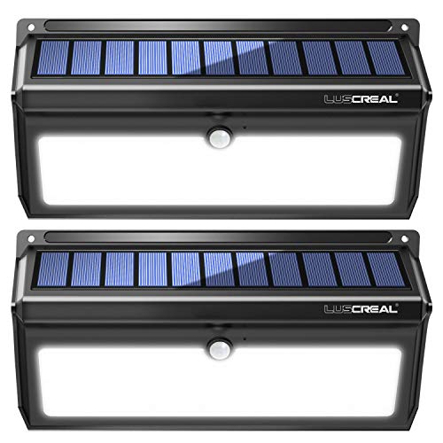 Solar lights Outdoor, Luscreal Super Bright 100 LED Solar Motion Sensor Security Wall Lights for Front Door Back Yard Garage Deck Porch Step Stair Garden Fence Driveaway Patio (2000LM, 2PACK)