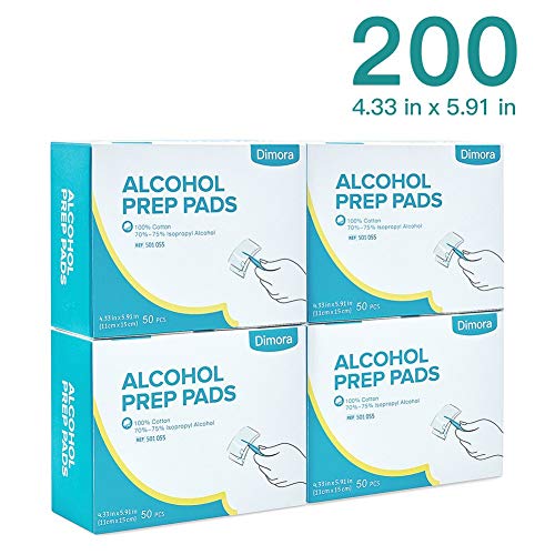 Dimora Large Size Prep Pads,Square Cotton Pads, Individually Sealed, 4.33â€ X5.91â€200 Pcs/Set