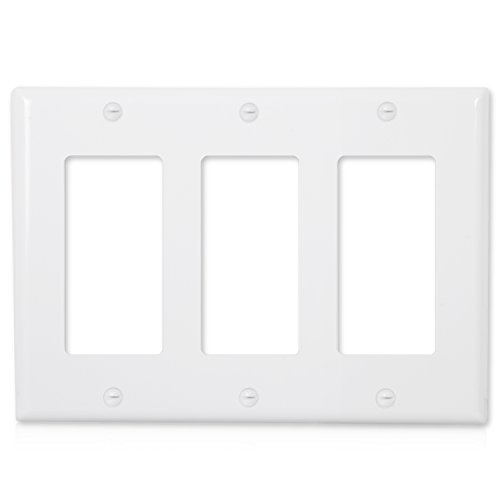 Maxxima 3 Gang Decorative Outlet Wall Plate, White, Standard Size (Pack of 10)