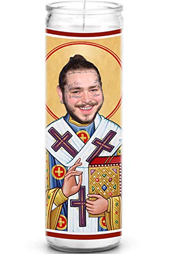 Post Celebrity Prayer Candle - Funny Saint Candle - 8 inch Glass Prayer Votive - 100% Handmade in USA - Funny Celebrity Novelty Gift
