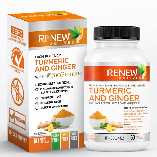 Ginger Turmeric Curcumin Supplement Capsules: Organic All Natural Antioxidant Supplements with Bioperine & Black Pepper