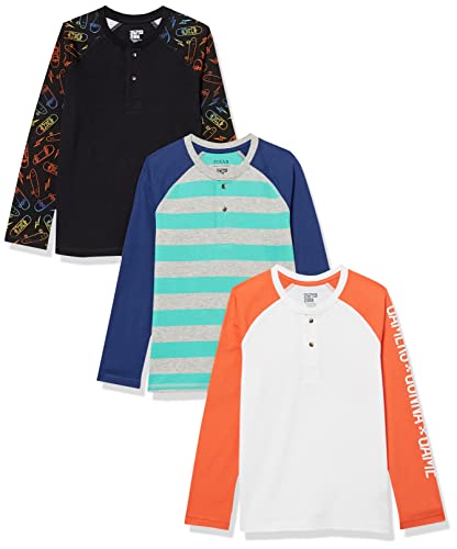 Amazon Essentials Boys and Toddlers' Long-Sleeve Henley T-Shirts (Previously Spotted Zebra), Multipacks