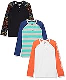 Amazon Essentials Boys and Toddlers' Long-Sleeve Henley T-Shirts (Previously Spotted Zebra), Multipacks