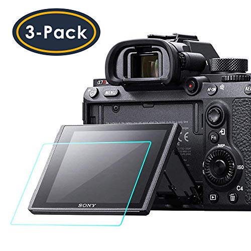 Screen Protector Compatible Sony Alpha a7RIII A7R3 A9 A7II A7RII A7SII A77II A99II RX100 RX100V RX1 RX1R RX10 RX10II Camera, QIBOX Tempered Glass Screen Guard Full Coverage Edge to Edge[3 Pack]