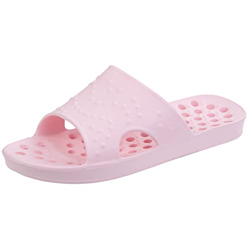 Shower Sandal Slippers Quick Drying Bathroom Slippers Gym Slippers Soft Sole Open Toe House Slippers, Pink, 6.5-7.5 Women / 5-6 Men