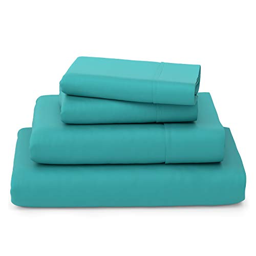 Book Cover Cosy House Collection Luxury Bamboo Sheets - 5 Piece Bedding Set - High Blend from Natural Bamboo Fiber - Soft Wrinkle Free Fabric - 2 Fitted Sheets, 1 Flat, 2 Pillow Cases - Split King, Turquoise