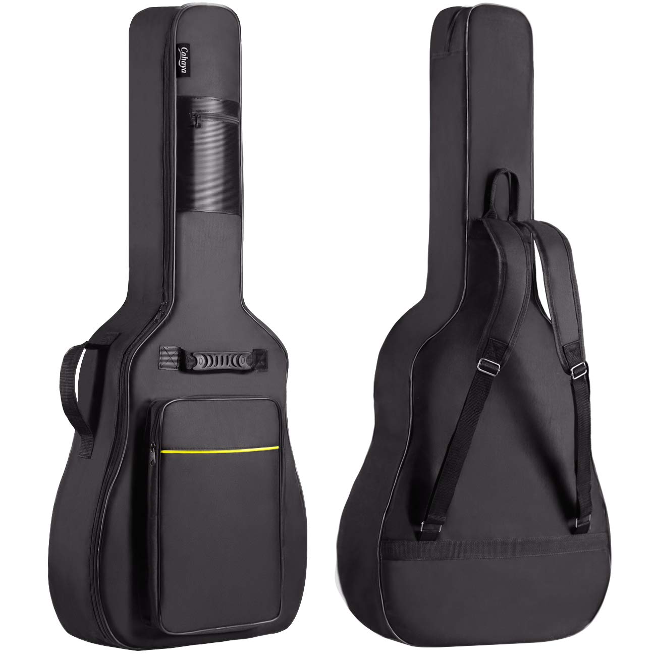 Book Cover CAHAYA 41 Inch Acoustic Guitar Bag 0.35 Inch Thick Padding Water Resistent Dual Adjustable Shoulder Strap Guitar Case Gig Bag with Back Hanger Loop, Black CY0152
