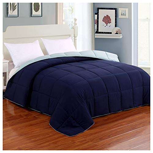 Homelike Moment Twin Lightweight Comforter Navy - All Season Down Alternative Bed Comforter Summer Duvet Insert Quilted Reversible Comforters Twin Size Navy / Light Blue