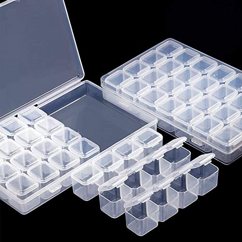 2 Packs 28 Slots Diamond Painting Embroidery Box 5D DIY Diamond Cross Stitch Kit Tools Accessories Storage Case by INFELING, 6.1x4.7 in