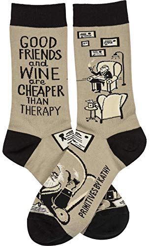 Primitives by Kathy LOL Made You Smile Silly-Socks, Good Friends & Wine