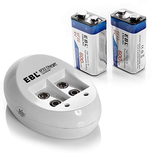 Book Cover EBL 9V Li-ion Rechargeable Batteries (2PC) and Smart 9V Battery Charger