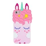 Joyleop Pink Unicorn Case for iPhone 8 7 6 6S 6G 4.7",Cartoon Soft Silicone Cute 3D Cool Fun Cover,Kawaii Unique Kids Girls Cases,Fashion Animal Character Shockproof Rubber Protector for iPhone 8/7/6