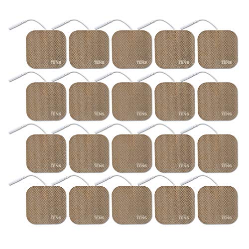 Book Cover TENS Wired Electrodes Compatible with TENS 7000, Premium Replacement Pads for TENS Units, Discount TENS Brand (2in x 2in, 20 Pack)