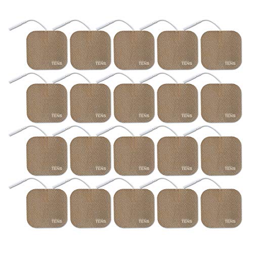 TENS Wired Electrodes Compatible with TENS 7000, Premium Replacement Pads for TENS Units, Discount TENS Brand (2in x 2in, 20 Pack)