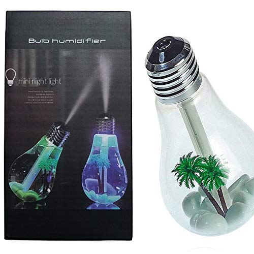 JM USB Portable Desktop Bulb Air Humidifier, Ultrasonic Humidifier with On/Off 7 Color Changing LED Night Lights, 400ml USB Portable Mist Air Humidifier for Home, Office, Bedroom, Baby Room