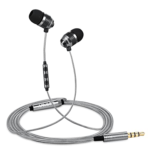 Betron B25 Earphones with Microphone and Volume Control, Wired Noise Isolating In-Ear Headphones, Silicon Earbuds and Carry Case, Black