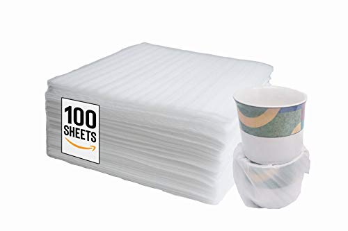 Book Cover - 100 Count - Cushion Foam WRAP Sheets - 12â€ x 12â€ Safely Wraps and Protects Dishes, Plates, Glasses, Cups, Furniture Legs Or Edges, Supplies - for All Purpose Protection, Storage, and Moving