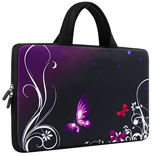iColor 11 11.6 12 12.1 12.5 inch Laptop Carrying Bag Chromebook Case Notebook Ultrabook Bag Tablet Cover Neoprene Sleeve for MacBook Air Purple Butterfly