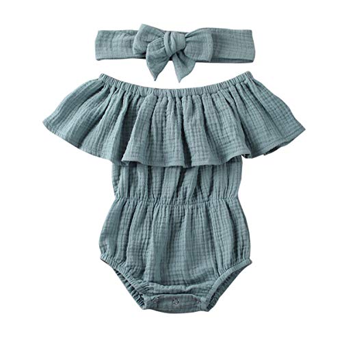 ITFABS Newborn Baby Girl Romper Bodysuits Cotton Flutter Sleeve One-piece Romper Outfits Clothes