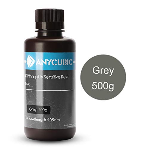 Book Cover ANYCUBIC 3D Printer Resin, 405nm SLA UV-Curing Resin with High Precision and Quick Curing & Excellent Fluidity for LCD 3D Printing - 500ML/Grey