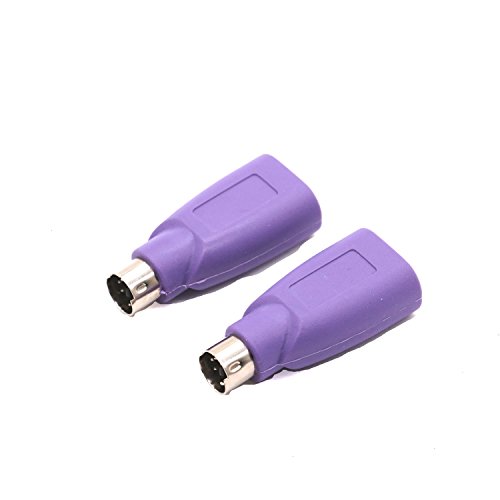 SenseYo 2 Pack USB Female to PS2 Male Keyboard Adapter Mouse Mice Adapter Converter, Purple