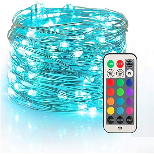 Book Cover YIHONG Christmas Fairy String Lights USB Powered, 33ft Twinkle Lights with RF Remote, Color ChangeÂ Firefly Lights - 13 Colors