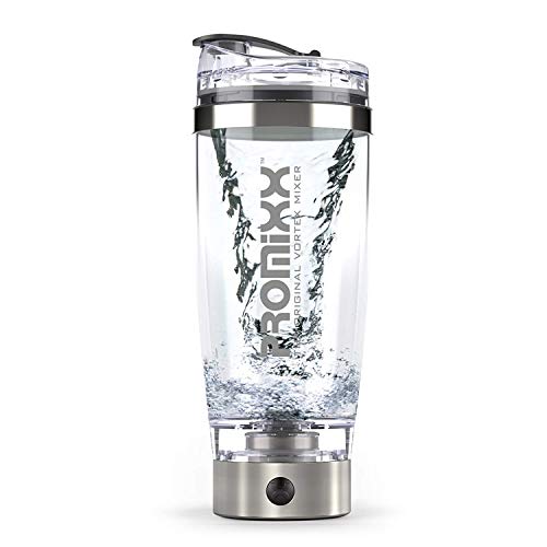 PROMiXX 2.0 Electric Protein Shaker | 20oz Rechargeable Mixer. BPA Free, Odor & Stain Resistant, Includes Built in Supplement Storage & USB charger cable.