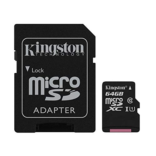 Kingston Canvas Select 64GB microSDHC Class 10 microSD Memory Card UHS-I 80MB/s R Flash Memory Card with Adapter (SDCS/64GB)