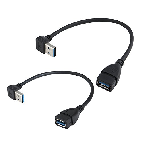 XXONE USB 3.0 Extension Cable - Up & Down Angle - Male to Female - Pack of 2 (Black-Up Down Angle)â€¦