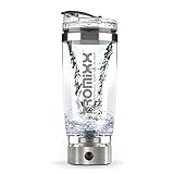 PROMiXX 2.0 Stylish Stainless-Steel (Trim) Electric Shaker Bottle - Rechargeable Portable Vortex Mixer - 20-Ounce - Includes Integrated Protein Storage Container/Micro-USB Cable