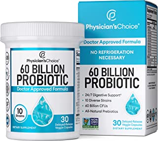 Book Cover Physician's CHOICE Probiotics 60 Billion CFU - 10 Diverse Strains + Organic Prebiotic - Digestive & Gut Health - Supports Occasional Constipation, Diarrhea, Gas & Bloating - Probiotics For Women & Men 60B Probiotic 30.0 Servings (Pack of 1)