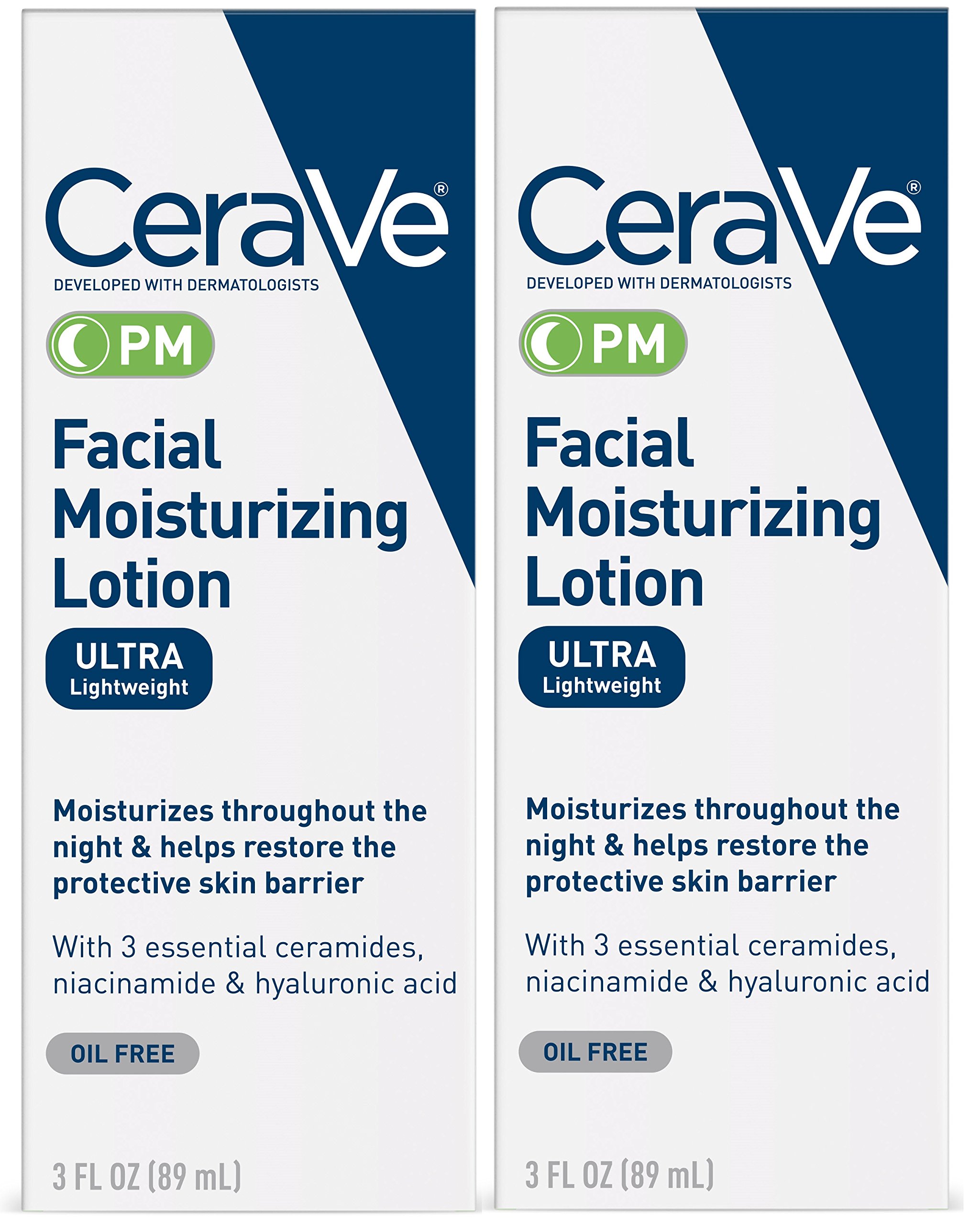 Book Cover CeraVe Facial Moisturizing Lotion PM | 3 Ounce (Pack of 2) | Ultra Lightweight, Night Face Moisturizer | Fragrance Free 3 Fl Oz (Pack of 2)