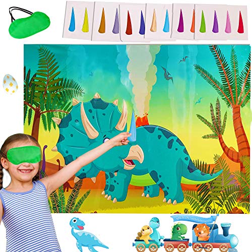 Book Cover Dinosaur Party Games for Kids Pin The Horn on The Triceratops Dino Party Games Gifts for Dinosaur Lovers Triceratops for Party Games