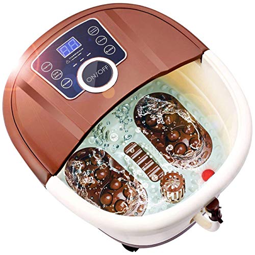 Foot Spa Bath Massager with Heat,16 Pedicure Spa Motorized Shiatsu Roller Massaging Acupuncture Point, Frequency Conversion, O2 Bubbles, Adjustable Time & Temperature,LED Display