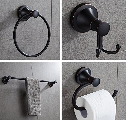 ELLO&ALLO Oil Rubbed Bronze Bathroom Hardware Accessories Sets, Wall Mounted Towel Bar Holder Bath Accessory Set