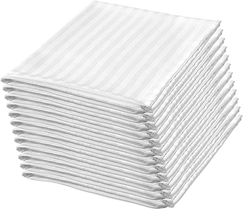 Book Cover 12Pack Pillow Protectors Standard 20x26 Inches Cotton Sateen Blend Dozen High Thread Count Standard Zippered White Hotel Quality Covers Cases