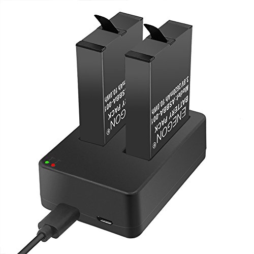 ENEGON Batteries (2 Pack) for Gopro Fusion & Dual Charger with Micro USB & Type-C Inputs for Gopro Fusion 360 Degree Sport Camera ASBBA-001 Battery (100% Compatible with Original)